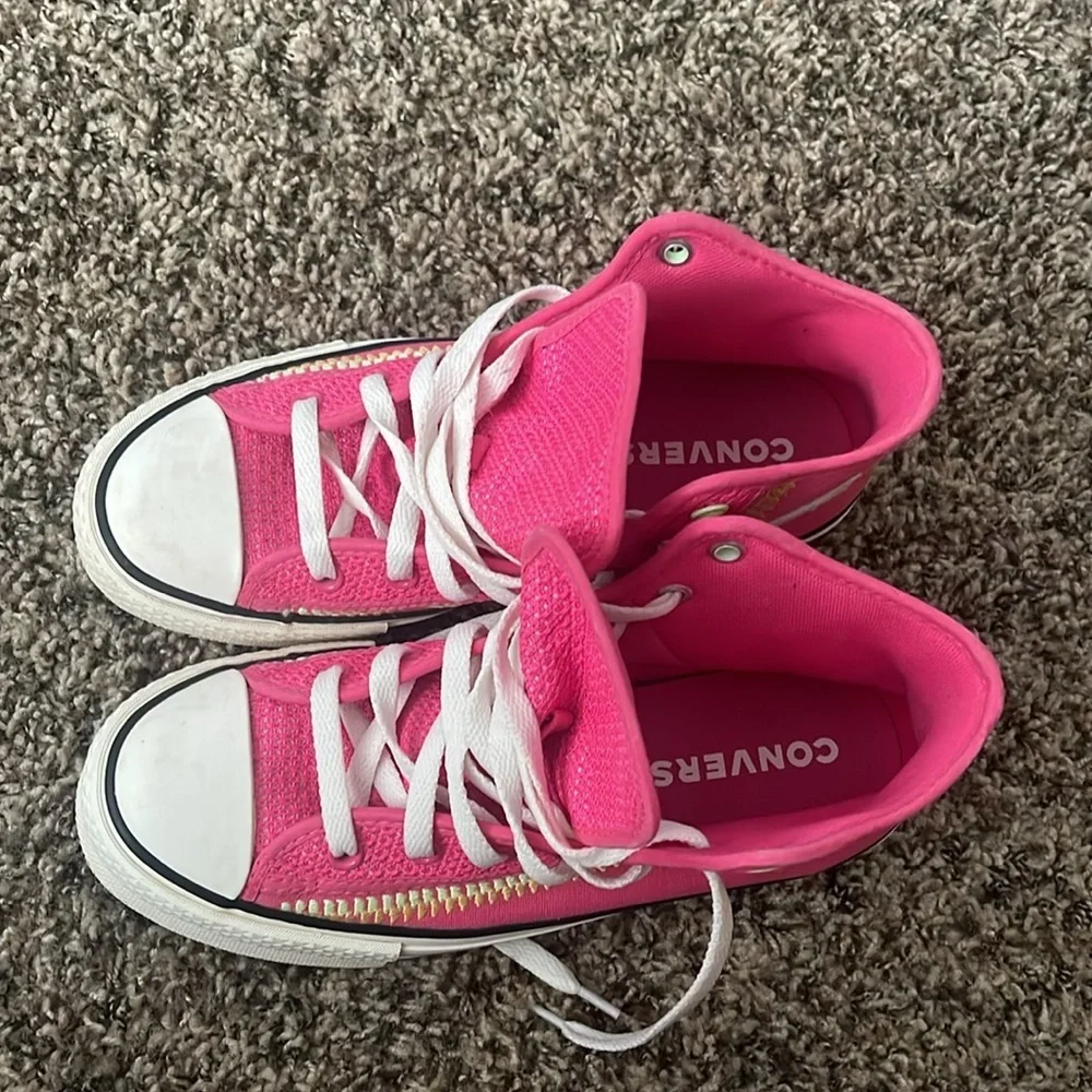 Converse Kids High-Top Sneakers in Bright Pink with White Accents